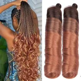 24inch Synthetic French Curly Braiding Hair Spiral Curls Crochet Hair Bouncy Silky Braids Hair Bulk Hair Extensions For Women