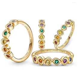 Ringos de cluster colorido Infinity Stones Ring Power Fit Original For Women Golden Marry Lovers Fashion Jewelry Gifts