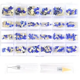 Dekorationer 1 Box Gold/Sier/Blue/Red/AB Color Nail Rhinestones +1 st Doting Pen Crystal Gems Bulk Nail Art Decoration Glass Stones Kit Tu9