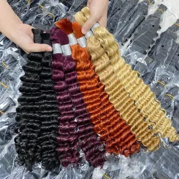 Derin Dalga Dökme İnsan Saç Birmanya Gerçek Güzellik Remy Saç Uzantıları Crochet Boho Kutu Örgüleri Saç Yok