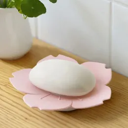 Cherry Flower Soap Dish Plastic Non-Slip Two Layers Self Draining Soap Stand Pink/White Soap Holder Badrumstillbehör