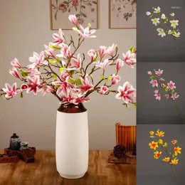 Flores decorativas simuladas 10 cabeças Magnolia Multicolor Wedding Party Flower Flower Pography Props Home Decoration Artificial