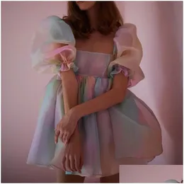 لباس غير رسمي أساسي لباس نفخة نفخة تيل توتو الأميرة فستان مربع تذبذب شبكية كشكش تنور