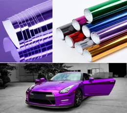 2x Chrome Mirror Vinyl Film Wrap Sticker Decal Super Truptible Super Gloss 152 30cm Carning Styling Sticker2331575