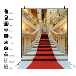 Fotografia do Palácio Vintage Caso -pano de fundo Golden Chandelier Staircase Decor Interior Decoração de Luxuja Arquitetura Retrato Fronteiro de Fotocall