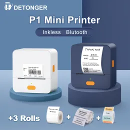 Мыши Detonger P1 Mini Portable Thermal Label Printer Беспроводная чернила карманная наклейка