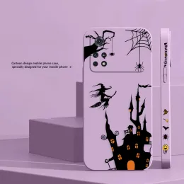 Halloween Witch Castle Telefonfodral för Xiaomi PCOO F3 F4 F5 M3 M4 M5 X3 X4 X5 Mix 3 4 Black Shark 4 GT Pro 4G 5G Case Funda Shell