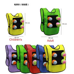 1set Game Props Vest Sticky Jersey Vest Game Vest Waistcoat med 5 Sticky Ball Throwing Children Barn Outdoor Fun Sports Toy