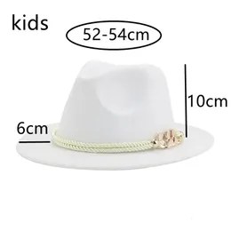 Kız şapka erkek şapka fedoras şapka kadınlar için 52cm 54cm katı küçük Panama caz kapaklar kemer elbise resmi açık sombreros de mujer 240401