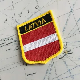 Lettonia National Band Band Grovingery Patch Shield e Pin a forma quadra