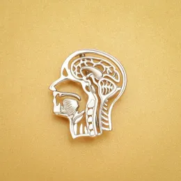 Harong Emamel Human Head Anatomy Pins Gold Color Medicine Anatomic Brosch Metal Badge Medical Student Teacher Smyckespresent