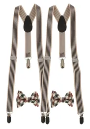 Pacchetto di 2 set Kid Stretchble Yback Rusder Plaid Bowtie Set Braces Celts6775017