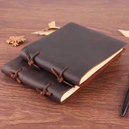 Notebooks AIGUONIU Handmade Rustic Genuine Leather Notebook Craft paper Crazy Horse Leather Diary Journals Vintage Memo Notepad Wholesale