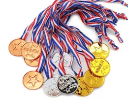 Gold Silver Bronze Award Medalhas com Medalhas vencedoras de plástico de fita para crianças infantils039s Eventos salas de aula Jogos escolares e spor1134543