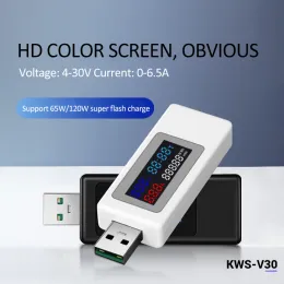 Renk Ekran USB Güç Ölçer Test Cihazı Güç Dedektörü Akım Şarj Cihazı Kapasite Test Cihazı Metre Akım Voltaj Pili 120W KWS-V30