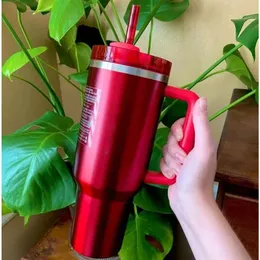 Стэнлелиз, зимний розовый парад, Cobrand 40 унций гаситель H20 Кубки кружки Travel Car Cup Tumblers Cups с подарками на день святого Валентина с 11 такими же G0 NN26