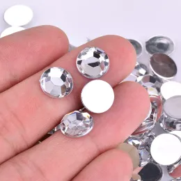 JUNAO 2 6 8 10 18 20mm Colorful Crystal Round Flat Back Rhinestone Glue On Acrylic Nail Stone Stickers Face Nail Art Decorations