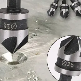 New 3/1PCS Hexagonal Shank 90 Degree Black Five Blade Chamferer 12/16/19mm Countersink Drill Woodworking Hole Opener Tool Set