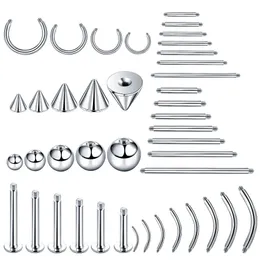 100pcslot Stahlohrringstollen Langhantel Nippel Labret Piercings Nase Augenbrauen Ringschrauben Ersatz Zubehör Körper Schmuck 240407