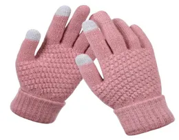 Trellis stickad handske fast färg non slip förtjockning vantar vinter varma lady pekskärm ullhandskar kvinna 4 2dq g23891962