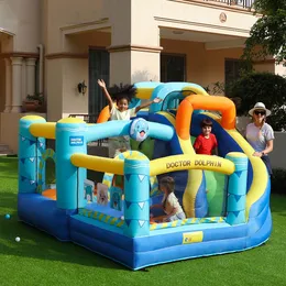 Kids Bouncer Jumper Inflatable Jumping Castle Bounce House with Slide Dolphin Playhouse Moonwalk Trampoline Outdoor Indoor Play Fun Toys Birthday Party Gift Jump