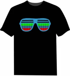 Männer Frauen klingen aktiviertes LED T -Shirt Übergroße schwarze One -Farbe T -Shirts Rock Disco DJ Ästhetische T -Shirts Paar lässig T -Shirt 6xl 24050319