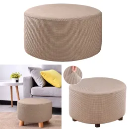 Round Otomano Slipcover Padstool Cober para apoiamento da sala de estar Stool Kahki