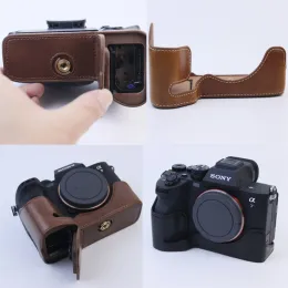 إكسسوارات PU Leather Camera Bag قاع فتح قاعدة علبة نصف الجسم لـ Sony A7C A7S2 A72 A7R3 A9 A7F A7M4 / A7SII A7SM3 / A1