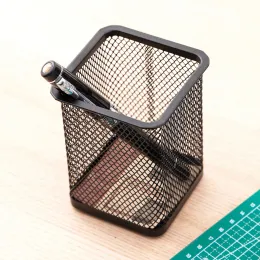 Deli Black Pen Holder Office Desk Box Metal Mesh Square Pen Pot Stationery Organizador