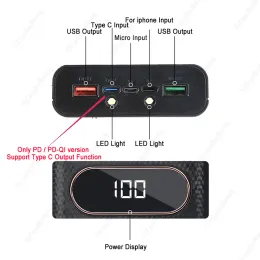 コンパクトパワーバンクケース-DIY 4*21700バッテリーストレージボックス5V 2.1Aポータブルデバイスの外部充電デジタルディスプレイ