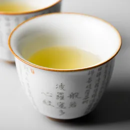 Prajna Paramita Heart Sutra Sutra Cerâmica Copa de Abertura Cupa de Tea Cara de Teaware Bowl para Cerimônia de chá de chá