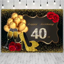 Decorazioni per il 40 ° compleanno Saluti a 40 anni Banner Gold Rose Golddrop Donne di 40 anni Donne Poster Poster Suppresenza