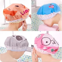 Vattentät duschkappduk Dubbelskikt hem dusch hår täcker kvinnor leveranser för kök badrum schampon kepsar badhatt