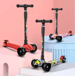 Barn Scooter 3 Wheelscooter med Flash Wheels Kick Scooter för 3-12 år barn Justerbar höjdfällbar barn Scooter