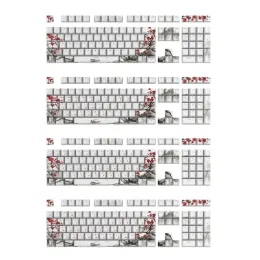 Accessories Plum Blossom OEM Keycap 108key Thick Pbt FivesidesSublimation Keycap For Mechanical Keyboard Russian Korean Japanese