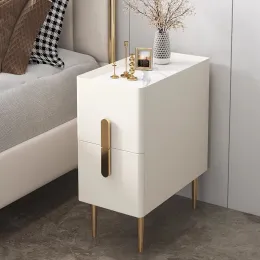 Vit minimalistiska nattbord Metall Nordiska moderna lyxhem Nightstands -lådor Lagring mesitas de noche möbler för sovrum