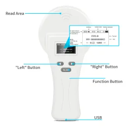 FDX-A, FDX-B Animal RFID Reader ISO11784/785 HDX ID64/EMID Handhållen RFID PET Animal Microchip Reader för hundar och katter