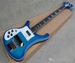 Blue 4string Left hand Electric Bass with White PickguardRosewood FingerboardChrome HardwaresOffer Customized2018343