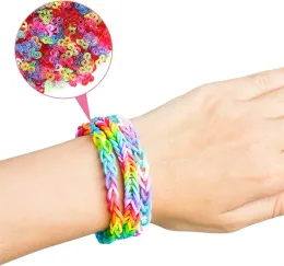 200/600pcs elastische Gummi -Webstuhlbänder Handgelenk gewebtes Halsketten Armbänder für DIY Girls Kinder Party Spielzeug Geschenkhandwerk Schmuck Schmuck