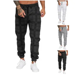 Mens Streetwear Jogging White Plaid Pants Sweatpants Men Business Casual Spodni vintage proste długie spodnie Pantalon Homme 240408