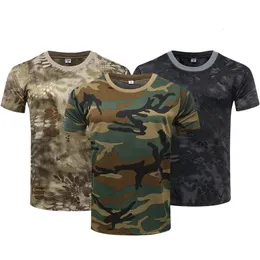Män casual taktisk militär t skjortor kort ärm kamouflage t-shirt snabb torr utomhus gym topp tees last t shirt manliga kläder 240409