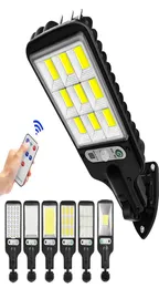 Outdoor Solar Wall Lights Cob LED 가로등이있는 원격 제어 3 조명 모드 방수 모션 센서 GARD2165590 용 보안 조명
