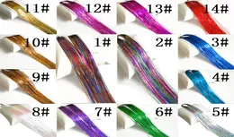 3pcslot Ganzes Sparkle Hair Tinsel Bling Hair Secoration für synthetische Haarverlängerung Glitzer Regenbogen für Mädchen und Party9203167