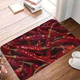 Badmatten getrocknete Chilischoten Fußmatte für Duschhäuser rot Schnell trocknen Badezimmer Teppich wasserdichtes Nicht-Schlupf-Toilettenkissen