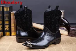 Stövlar choudory cowboy stövlar mens sapato masculino våren vinterskor män besatt botas militares läder armé män knä höga stövlar