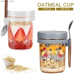 Food Jars Canisters Cup Cup Container 10 унций airtiht oatmeal jar с крышкой ложки Портативная овсяная чашка Широкие банки масоны для салатов L49