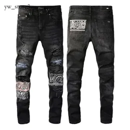 2024 Nuovo designer europeo e americano maschile hip-hop jeans High Street Fashion Tide Brand Brand Cycling Motorcycle Patch Patch Pants Cleod Pants Amirir Jeans 2574