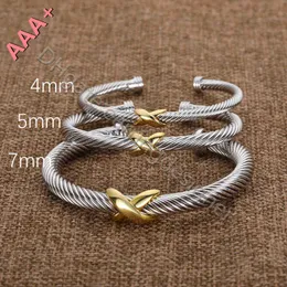 BRACATE Designer Armband Twisted Draht rund Luxusarmbänder Kabel x Gold Frauen FODE 925 Sterling Silber Plattier Hanf Geschenk kostenlos Schmuck Versand Kreuz Retro D7m1