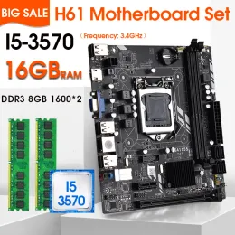 Motherboards H61 LGA 1155 Motherboard KIT with I5 3570 Processor and DDR3 8GB*2PCS=16GB PC RAM 1600MHZ Memory SET