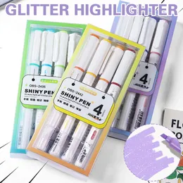 4/12pcs Shiny Glitter Highlighter Handschrift Stifte Set Bunfle Bling Highlighter Marker 4mm für Schulkunst Zeichnen Malerei Pen